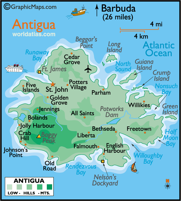 map of antigua barbuda